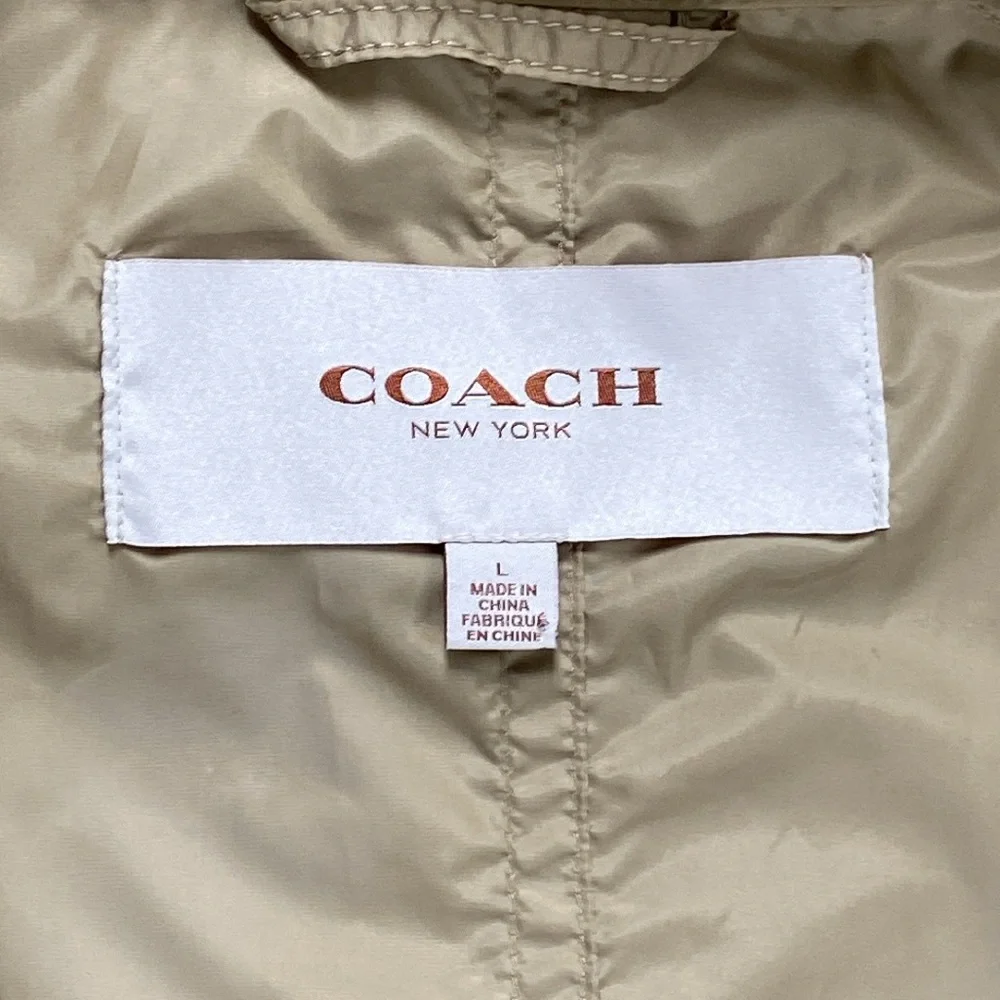 Coach Tan Lightweight Drawstring Waist WIndbreaker Jacket Women's Large Utility